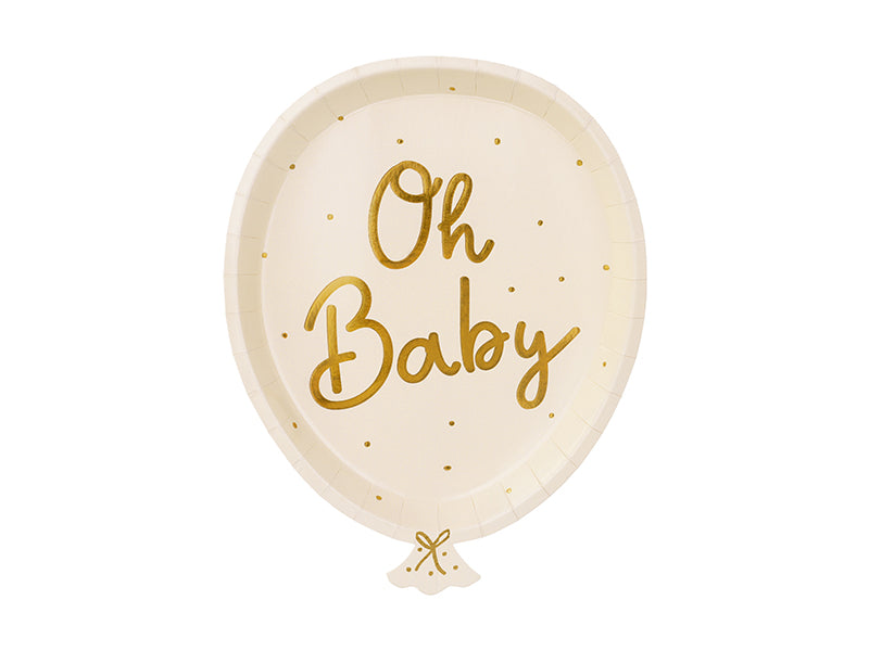 Assiettes d'anniversaire Oh baby, 17.5x22 cm – lot de 6 pièces