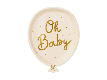 Assiettes d'anniversaire Oh baby, 17.5x22 cm – lot de 6 pièces