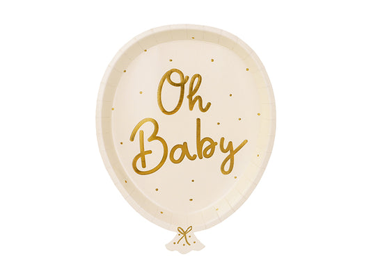 Assiettes d'anniversaire Oh baby, 17.5x22 cm – lot de 6 pièces