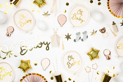 Assiettes d'anniversaire Oh baby, 17.5x22 cm – lot de 6 pièces