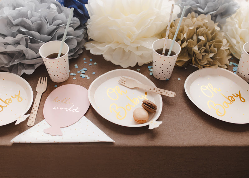 Assiettes d'anniversaire Oh baby, 17.5x22 cm – lot de 6 pièces