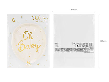 Assiettes d'anniversaire Oh baby, 17.5x22 cm – lot de 6 pièces