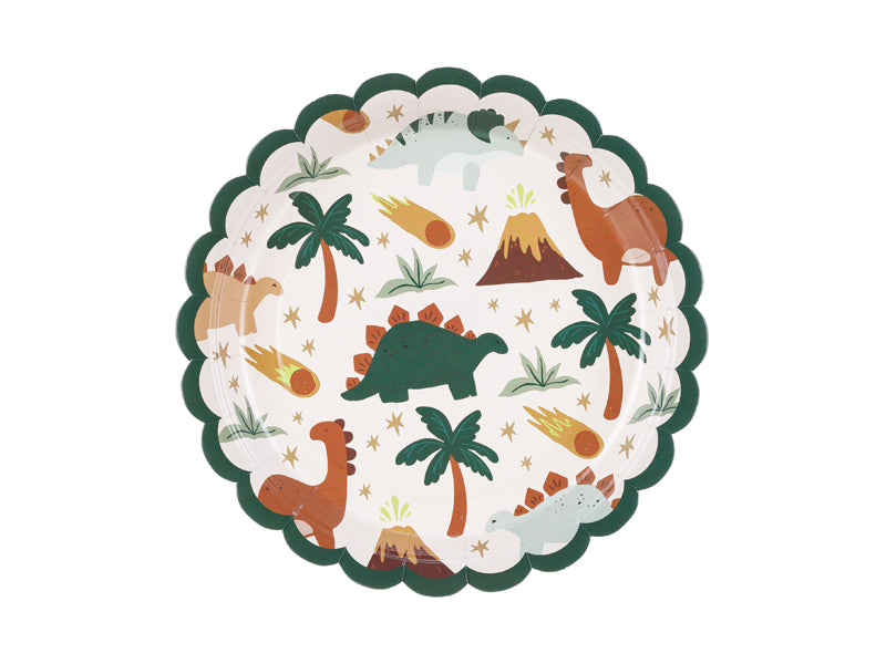 Assiettes d'anniversaire Dinosaurees, 18x18 cm, multicolore – lot de 6