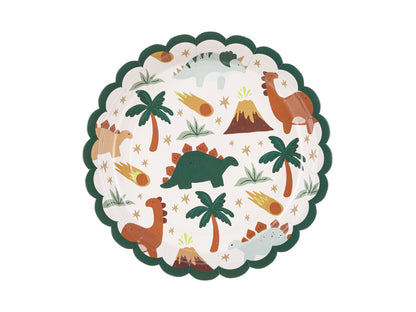 Assiettes d'anniversaire Dinosaurees, 18x18 cm, multicolore – lot de 6