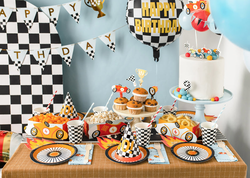 Assiettes d'anniversaire Roue, 26.5x18 cm, mélange de couleurs (1 pqt. / 6 pc.)