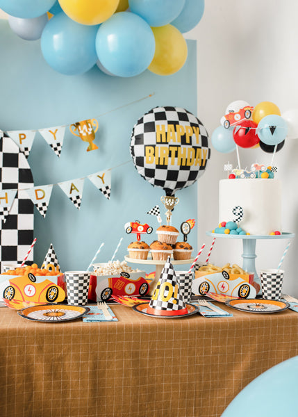 Assiettes d'anniversaire Roue, 26.5x18 cm, mélange de couleurs (1 pqt. / 6 pc.)