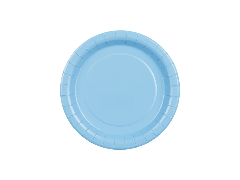 Assiettes en papier, bleu clair, 18 cm – lot de 6 pièces