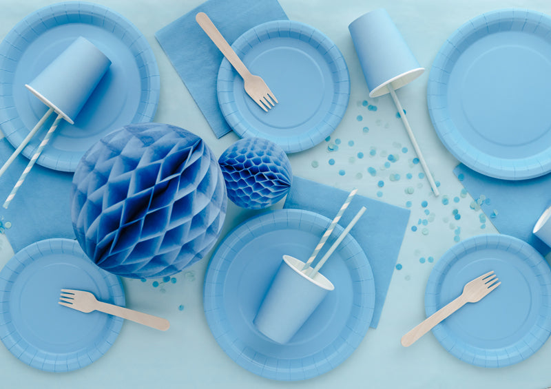 Assiettes en papier, bleu clair, 18 cm – lot de 6 pièces