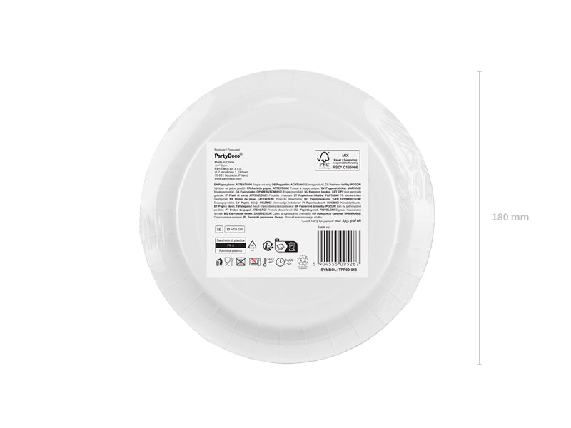 Assiettes en papier, beige, 18 cm – lot de 6 pièces