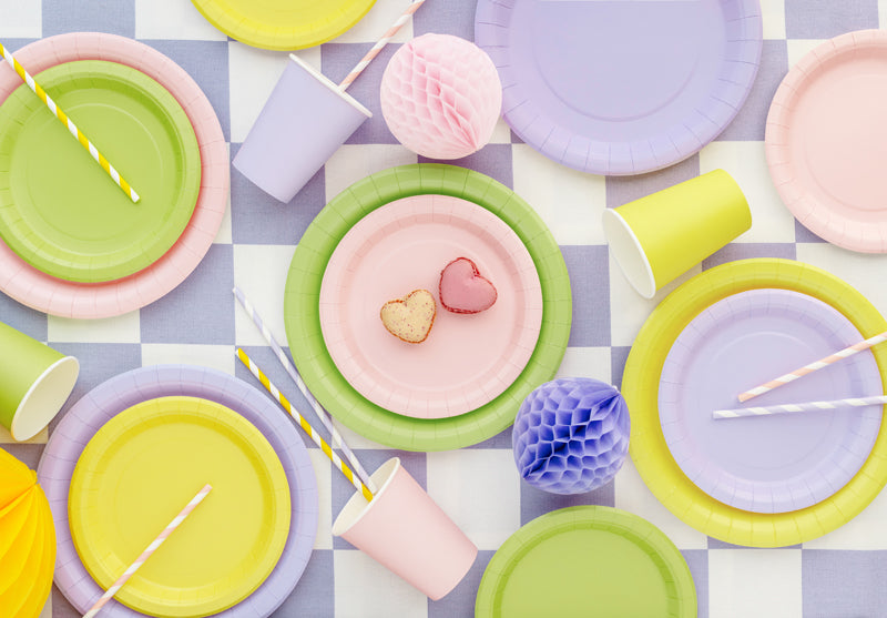 Assiettes en papier, rose clair, 18 cm – lot de 6 pièces