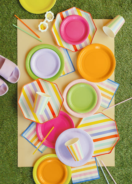 Assiettes en papier, rose clair, 18 cm – lot de 6 pièces