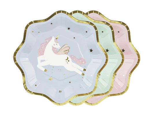 Assiettes Licorne, assortiment, 18x18 cm – lot de 6 pièces
