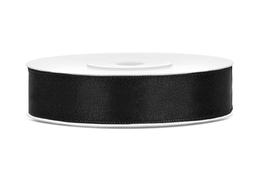 Ruban satin, noir – 12mm/25m 