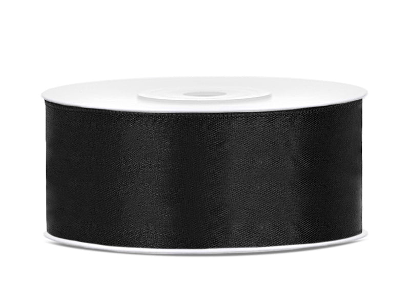 Ruban satin, noir – 25mm/25m 