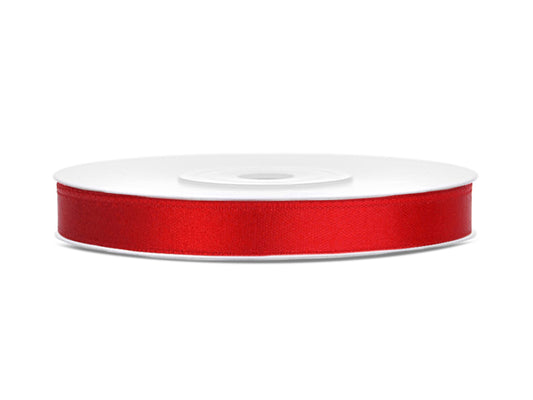 Ruban voile bordé de satin rouge, 6mm/25m