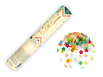 Canon à confettis étoiles multicolores – 20 cm
