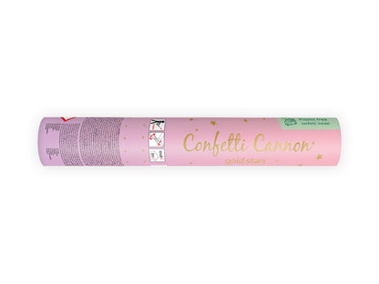 Canon à confettis avec étoiles, 20 cm, or