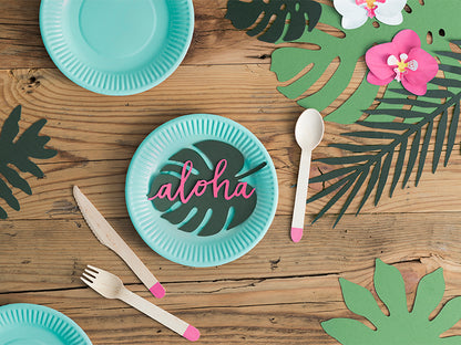 Marque place Aloha - Monstera – lot de 6 – Déco anniversaire Dino