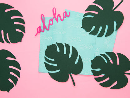 Marque place Aloha - Monstera – lot de 6 – Déco anniversaire Dino
