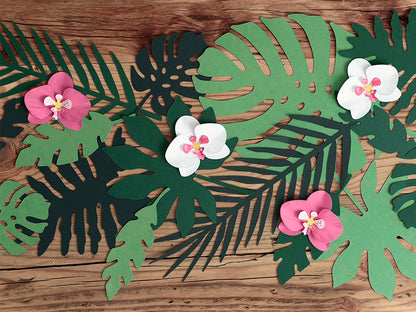 Décorations Aloha - Feuilles tropicales Assortiment – lot de 21 – Déco anniversaire Dino