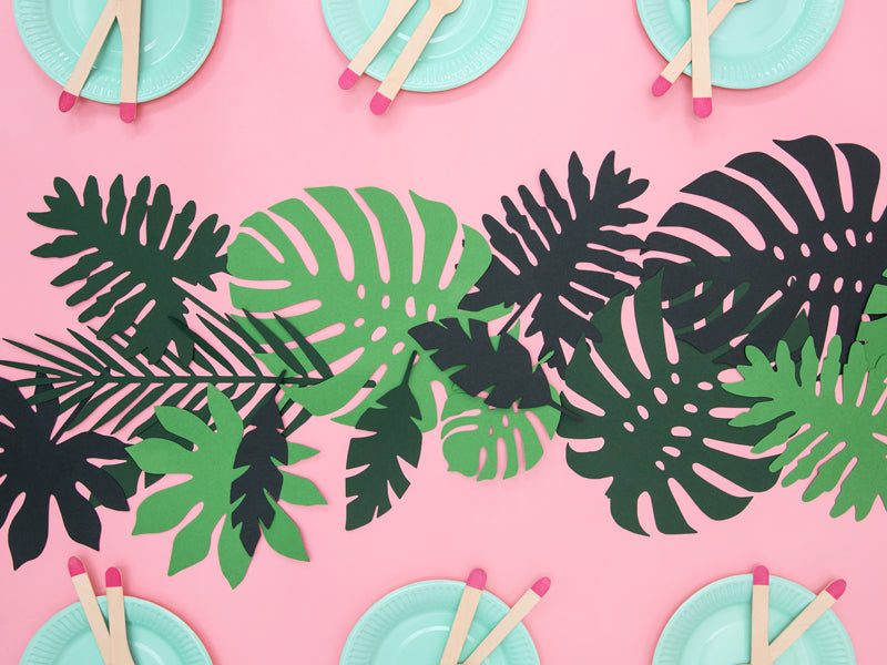 Décorations Aloha - Feuilles tropicales Assortiment – lot de 21 – Déco anniversaire Dino