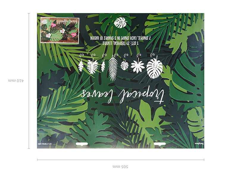 Décorations Aloha - Feuilles tropicales Assortiment – lot de 21 – Déco anniversaire Dino