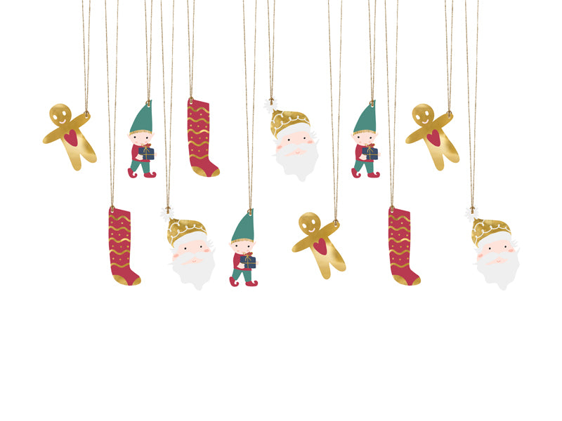 Étiquettes cadeaux Père Noël, mélange – Lot de 12