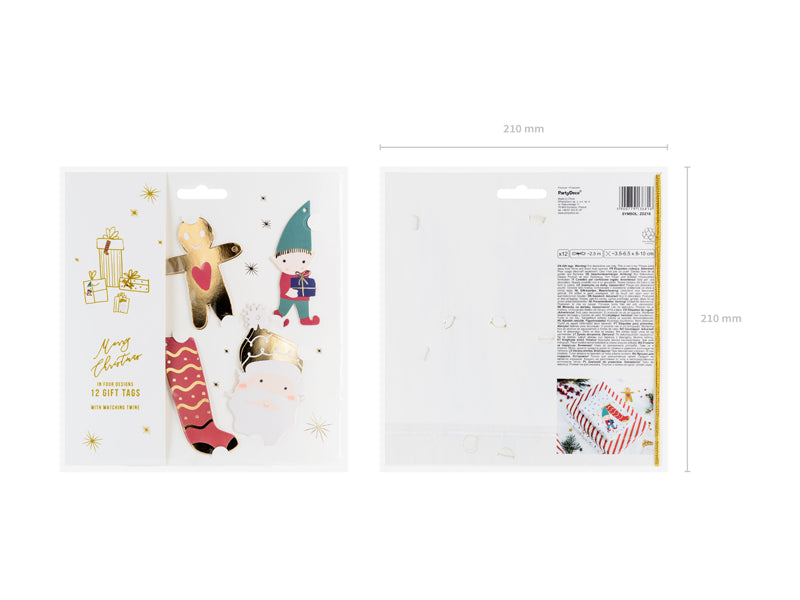 Étiquettes cadeaux Père Noël, mélange – Lot de 12