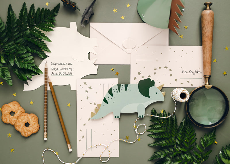 Invitations Tricératops, assortiment – lot de 6