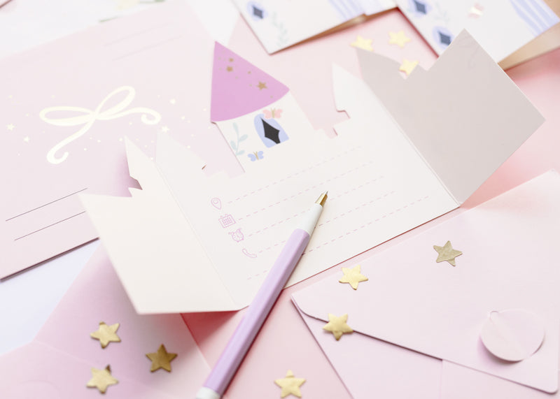 Invitation Château, 12,5x15,5 cm, assortiment – lot de 6 pièces