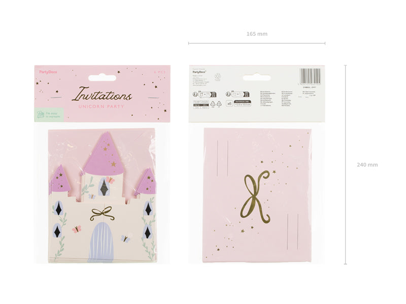 Invitation Château, 12,5x15,5 cm, assortiment – lot de 6 pièces