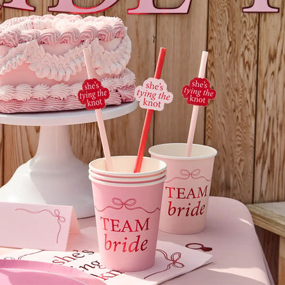 Pailles en papier « Elle se marie » – Pack de 16