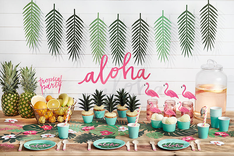 Marque place Aloha - Monstera – lot de 6 – Déco anniversaire Dino
