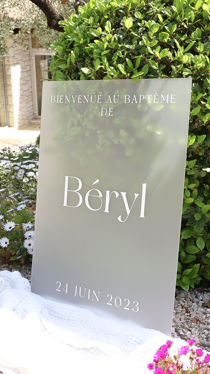 Panneau plexi givrée - Bienvenue